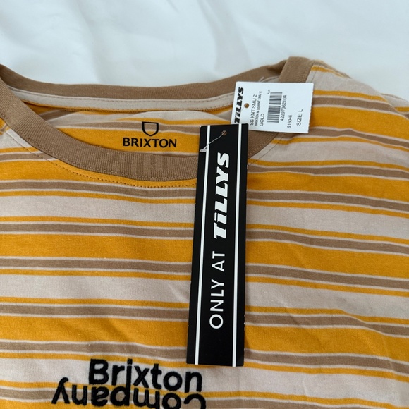 brixton stripe tshirt size large details: -NWT -short sleeve top - Picture 3 of 3